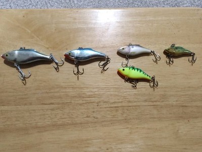 #627 Lot Of 5 Rapala Rattlin Rap Fishing Lures 4 Sizes All Marked Finland 