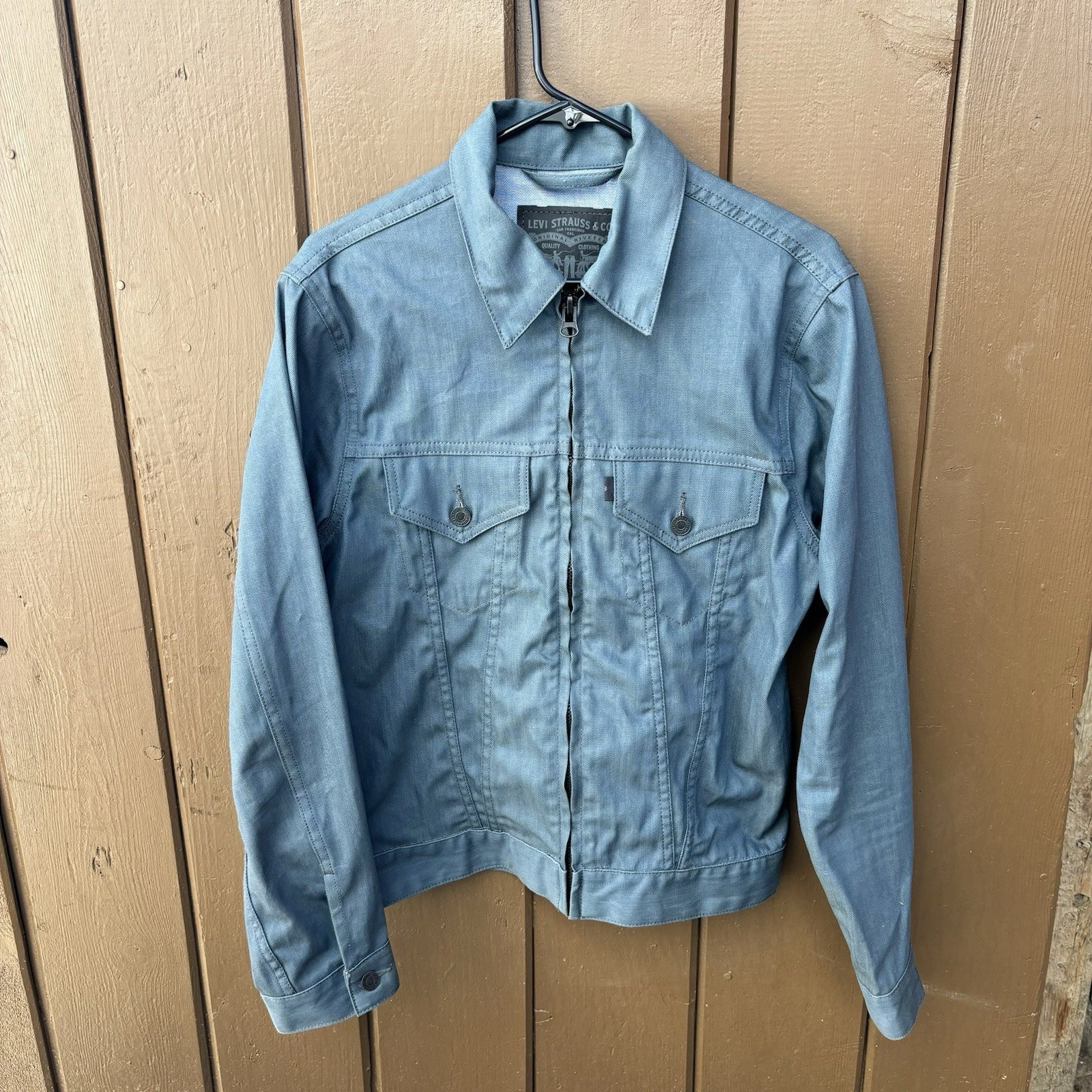 Levi’s 998 Men’s Zip Up Woad Blue Denim Trucker Jacket Size Small