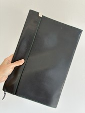 Pomellato Borsa Porta Documenti Pc Computer Pelle Vitello Nero Argento Vintage