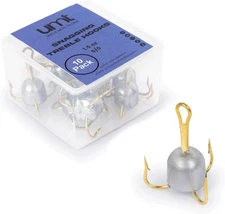 UMT 10 Pack Snagger Hooks – 5/0 Treble (1.5oz) – 4X Strong for Bunker, Bait,