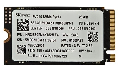 256GB SSD NVME SK hynix PVC10 PCIe Gen4 x4 M.2 2242