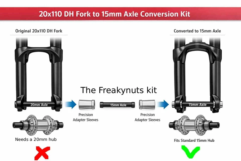 Fox 40 20x110 to 15x110 Fork Adapter GOLD | Pro KIT | Incl. 15mm  Axle - Bild 2 von 4