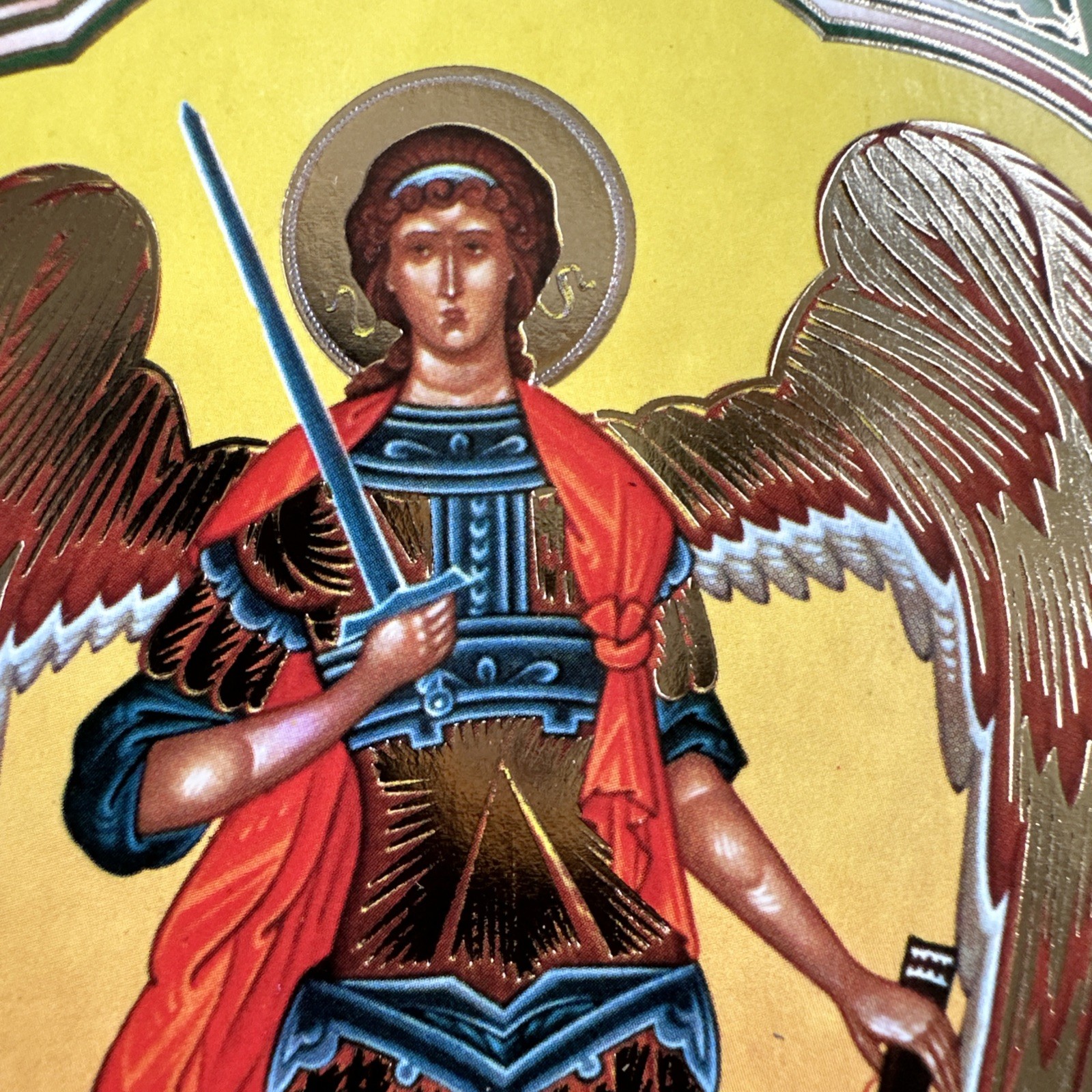 Arch Michael Orthodox Icon 12 x 10cm Lithograph Print Russian 3