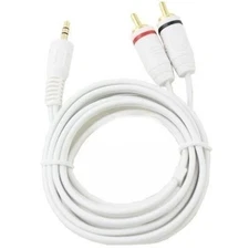 12 FT 3.5mm Stereo Male to 2 RCA Dual Audio Male Adapter Speaker Cable White
