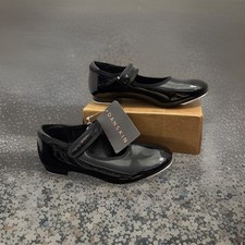 DANSKIN Freestyle Girls Size 13 Black Patent Tap Shoes Hook  Loop Strap NWT