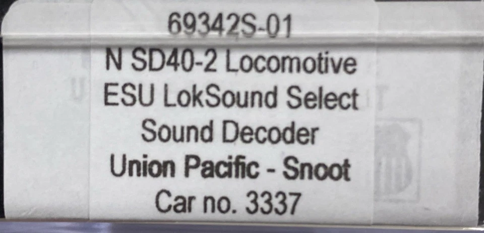 N Scale Intermountain DCC ESU LokSound SD40-2 Union Pacific UP 3337 Snoot Engine - Image 2 of 2