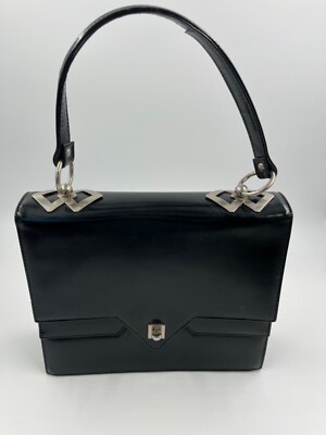 VTG 1960 Dofan France Black Leather Satchel Handbag | eBay