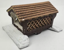 Byron Molds Christmas Village Covered Bridge Hand Painted Ceramic 1979