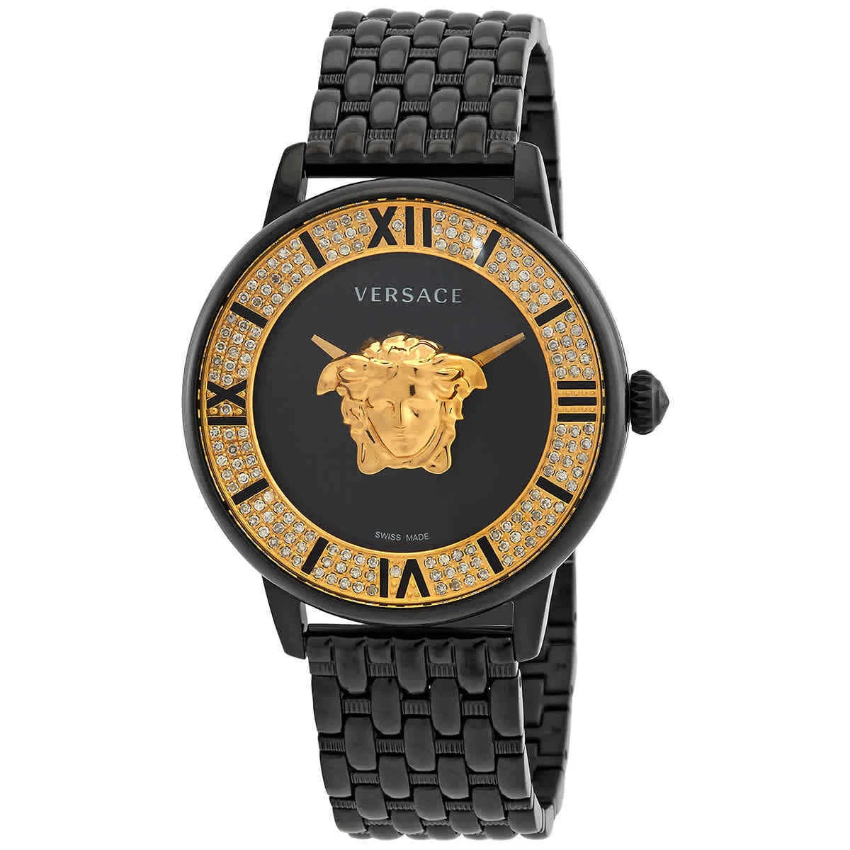 Versace La Medusa Diamond Quartz Black Dial Ladies Watch VE2R00922