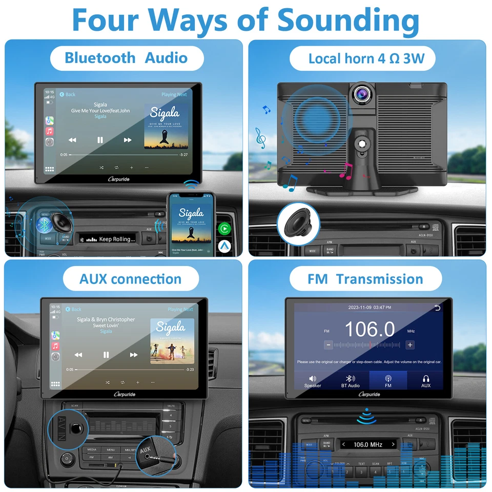 CARPURIDE W905 Autoradio Wireless Carplay Android Auto Smart Multimedia+Dashcam - Bild 4 von 4