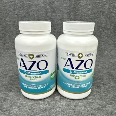 Azo D-Mannose Urinary Tract Health 120ct (x2) Clinical Strength Exp: 07/2026
