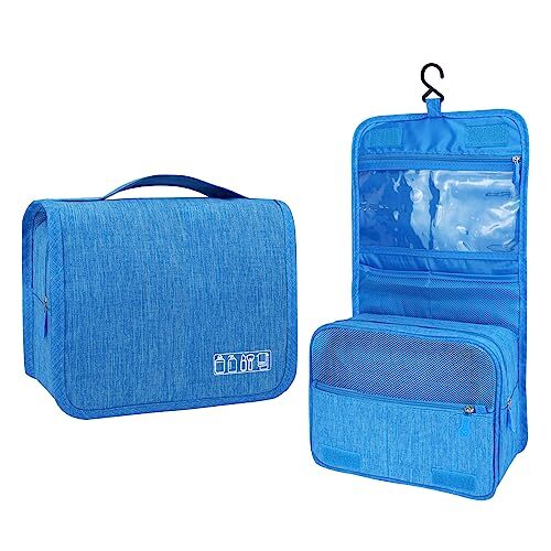 Large Hanging Toiletry Bag for Men - Spacious Travel Organizer in Sky Blue