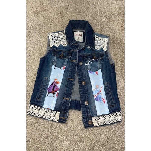 Mudd Lace Denim Vest Frozen Theme dark 