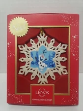 Lenox Frozen Olaf Snowflake Porcelain Christmas Ornament Disney Collection NIB