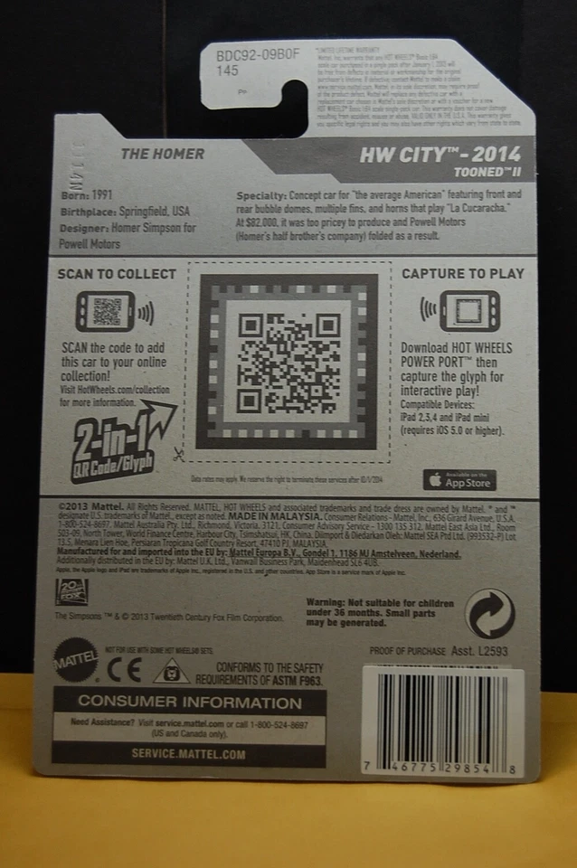 Coche Hot Wheels 2014 (2) Los Simpson "El Homero" + Mustang '92 lote de 50 años muy buen estado Foto 4 de 4