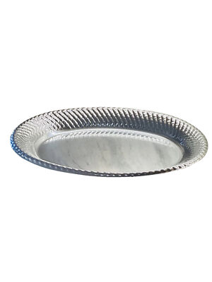 Silver Color Ribbed Plastic Oval Serving Tray Plate 18 Inches X 14 Inches 