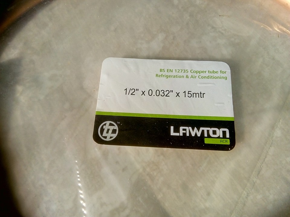 Lawton copper refrigeration & air conditioning tube. 1/2" x 0.032" x 15