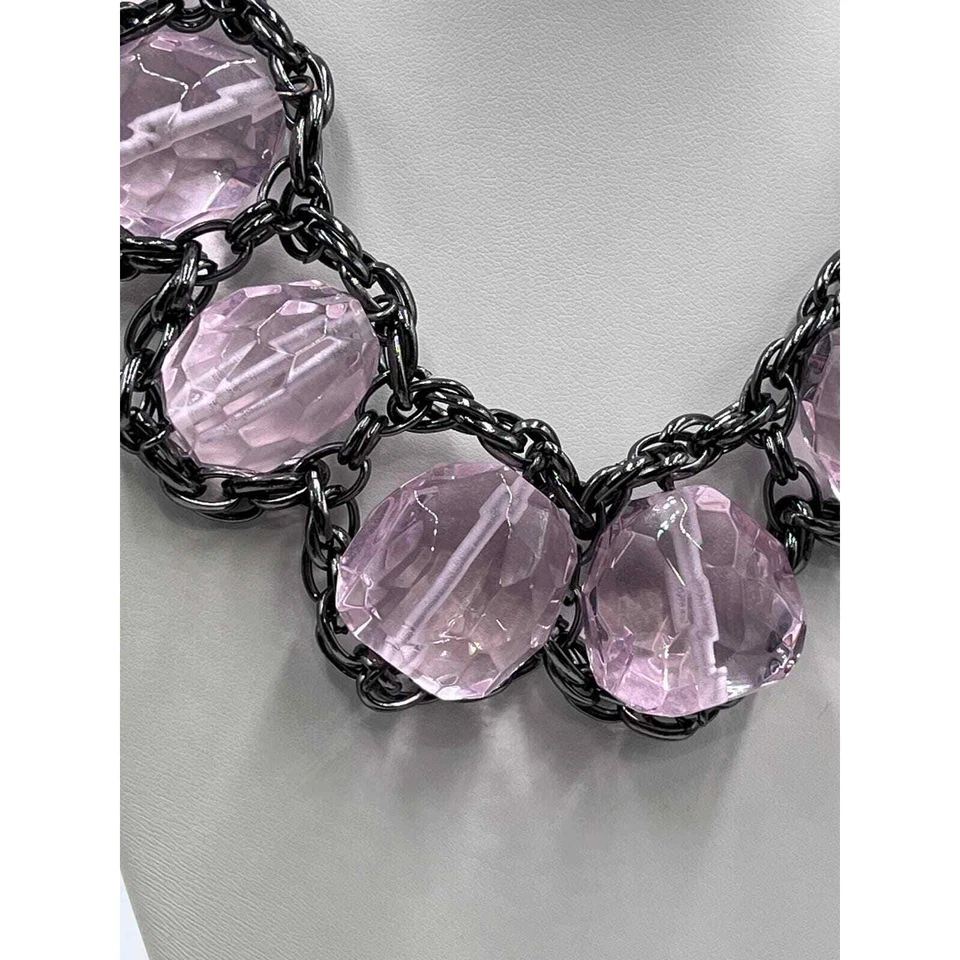 J. Collar Crew Bold Rosa Grande Cristal RockCandy Hematita Gunmetal Chapado Foto 3 de 4