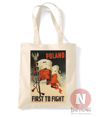 Polen zuerst zu kämpfen Poster Tragetasche 2. Weltkrieg Shopping Baumwolle patriotisch Zweiter Weltkrieg