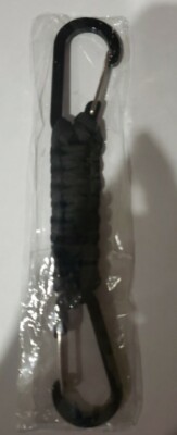 Paracord Keychain-Braided Lanyard-Ring Hook Clip-Outdoor Camping-Black