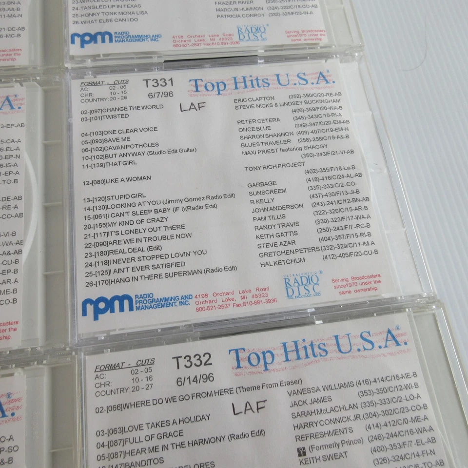 Top Hits USA Ultrasonic Q Radio Disc RPM Lot of 10 T330 - T339 1996 - Image 4 of 4