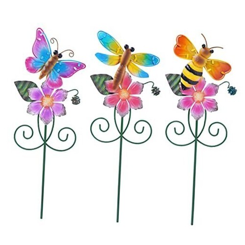 Floral Garden Stakes Outdoor Plant Pick Waterproof Metal Flower Garden Stakes