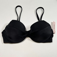 Victoria Secret 34B Twist Front Push Up Bikini Top Underwire Black