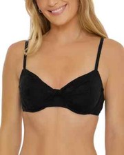 NWT Trina Turk Black Joplin Floral Swimsuit Bikini Top 8 yse1423