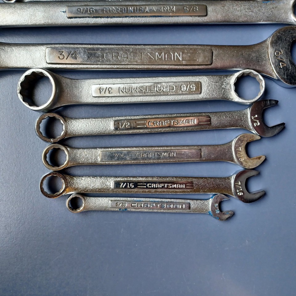 Lot of 13 Craftsman Wrenches Made In USA Standard SAE Open Combo X3