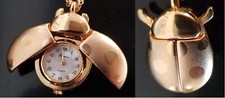 Goldschmuck Anhänger Käfer Quarzuhr Analog mit Sekunde, ohne Kette