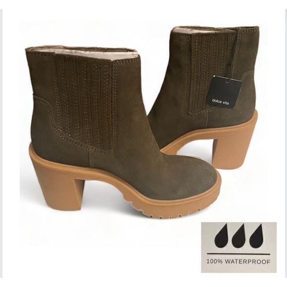 SAOLA Stivali Dolce Vita Caster impermeabili suola strappo scamosciata verde oliva 6 5