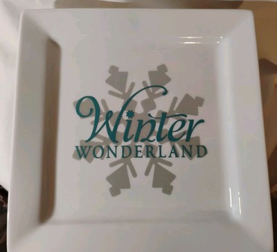 Canopy 10-1/2'' Square Porcelain  Plate  Winter Wonderland Christmas Serving Plat
