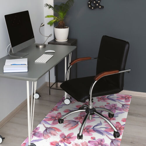 Grand tapis de jambe de chaise de bureau fleurs pastel protection de sol dur 120x90 - Photo 1/4