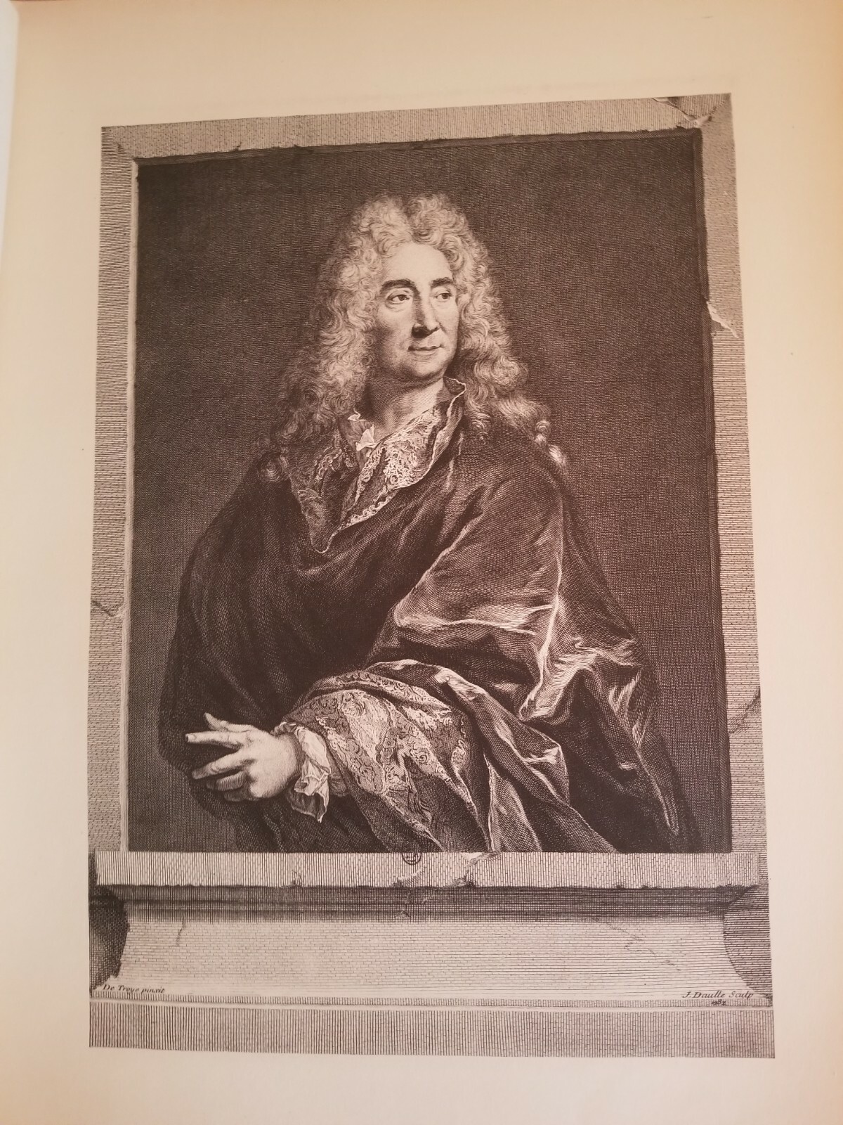 17.5" x 12.5" VTG ETCHING PRINT.PORTRAIT OF ACTOR MICHEL BOYRON BY DAULLE