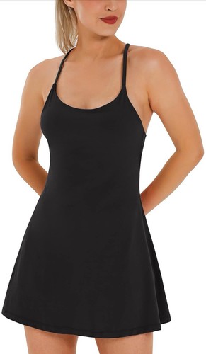 Womens Tennis Dress Workout Dress with Built-in Bra & Shorts Pockets Summer XXL
