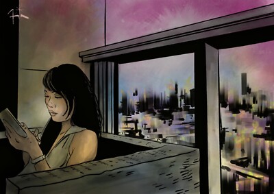 Shanghai Night Limited Print. Signiert nummeriert vom Pink Floyd Künstler Finlay Cowan