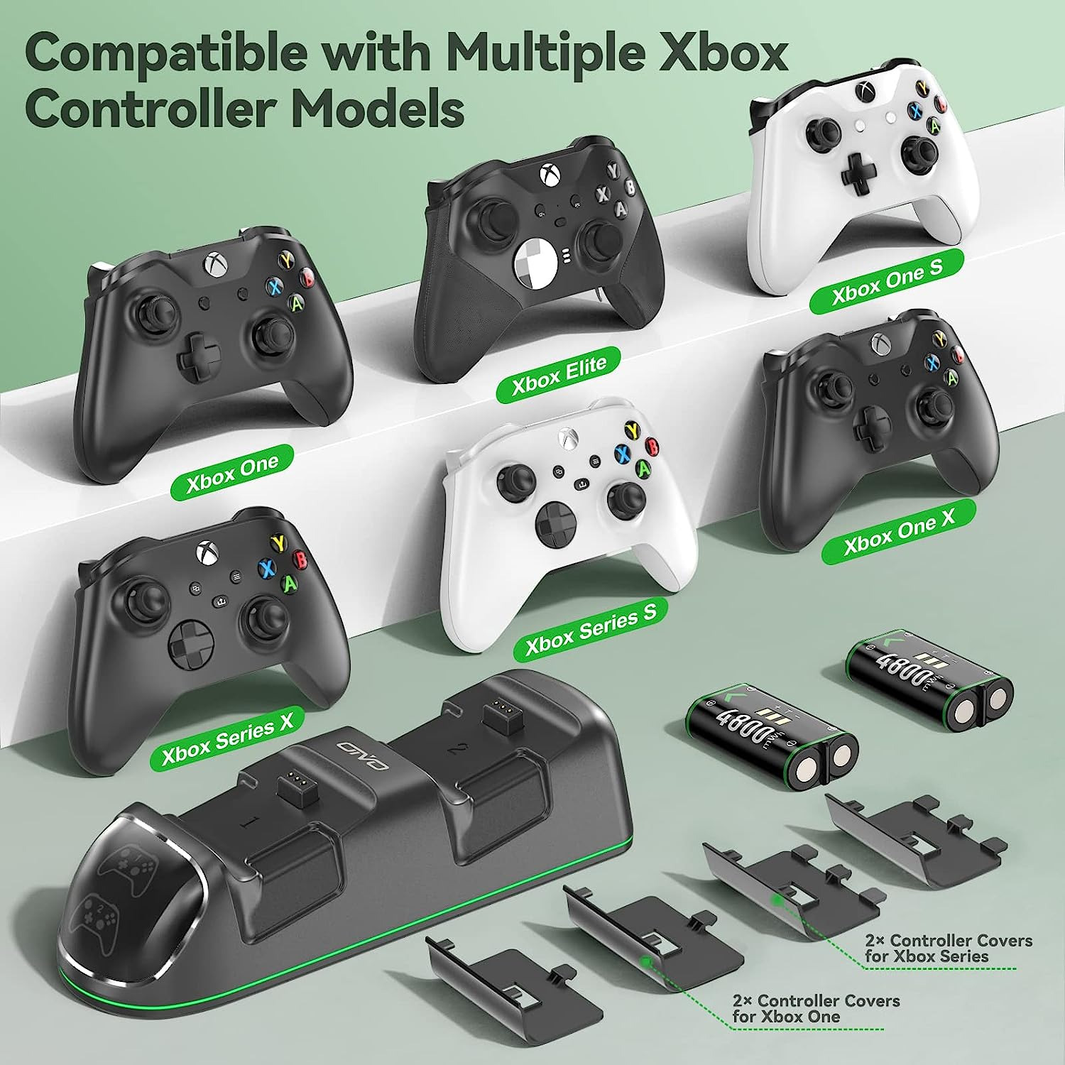 Xbox Controller Ladestation mit 2X 4800mWh (2X 2000mAh) Wiederaufladbaren Akku