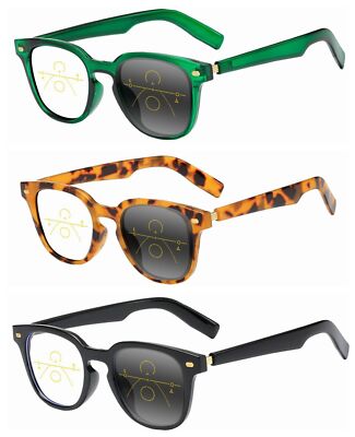 Multifocal Progressive Unisex Retro Rivet Transition Photochromic Reading Glass
