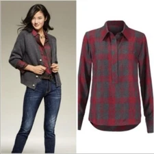CABI 3587 Cunningham Plaid Popover Long Sleeve Shirt Size M