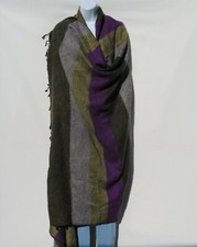 Yak Wool Blend "Oversized" Blanket/Throw/Shawl Handloomed Nepal 92-85" x 50-46"