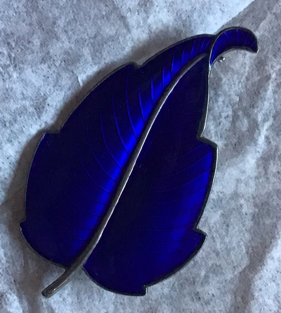 Signed VB Sterling Denmark Silver Blue Enamel Lea… - image 12
