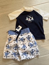 New Janie And Jack Baby Boys 3-6 Months Swim Set Rash guard & Trunks, Beach