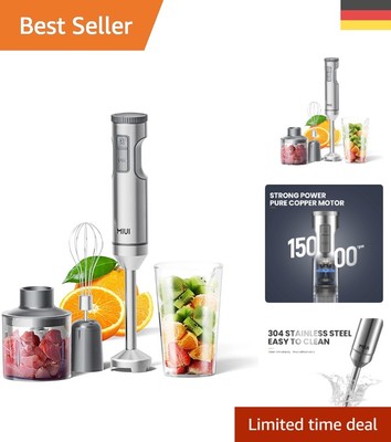 Kraftvoller Edelstahl-Handstabmixer 15000 RPM   Ideal für Smoothies und mehr