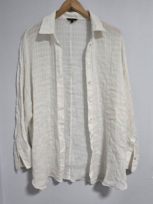 Massimo Dutti Lightweight Cream Linen-Texture Button-Up Shirt