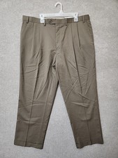Chaps Wool Suit Pants Mens 42x30 Taupe Pleated Cuffed Career Dress NEW