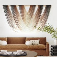 Macrame Wall Hanging Brown Dip Dyed Large Fiber Yarn Wall Art Boho Wall Decor