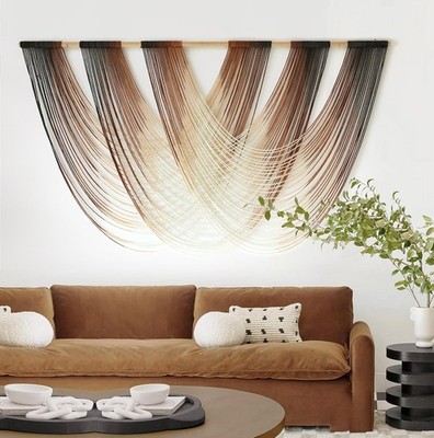 Macrame Wall Hanging Brown Dip Dyed Large Fiber Yarn Wall Art Boho Wall Decor