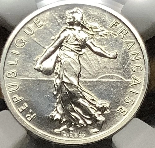 1977 FRANCE 1/2 FRANC PIEFORT Nickel KM#P578 NGC Pf68  Only 89 Minted