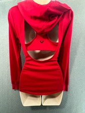 True Religion Open Back Hoodie Top Red Y2K Athleisure Women?s XS Festival