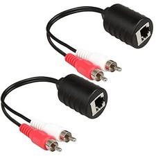 LINESO 2Pack Stereo RCA to Stereo RCA Audio Extender Over Cat5 2X RCA to RJ45